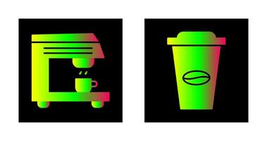 café máquina y café taza icono vector