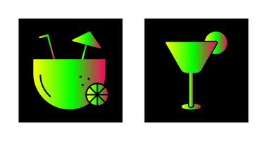 coconut drink and cocktail drink  Icon vector