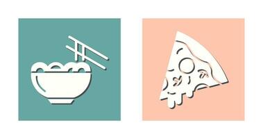 Chinese food and Pizza Icon vector