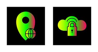 global location and secure cloud  Icon vector