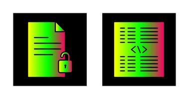 unlock document and piece of code Icon vector