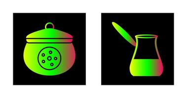 cookie jar and cezve Icon vector