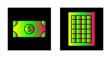 dólar cuenta y mesa de tarifas icono vector