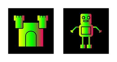 castillo y robot icono vector