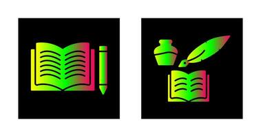 Pencil and Book and Quilland Book Icon vector