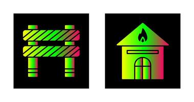 barrier and house on fire Icon vector