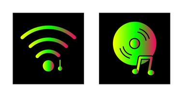 Wifi firmar y música discos compactos icono vector