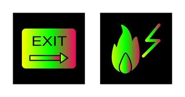 exit and electricity fire Icon vector