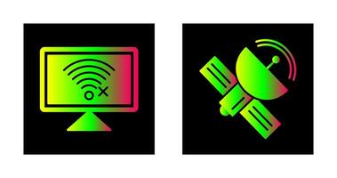 Disconnected Network and Satellite Icon vector