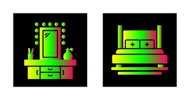 Dressing Table and Bed Icon vector