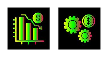 Chart Down and Settings Icon vector