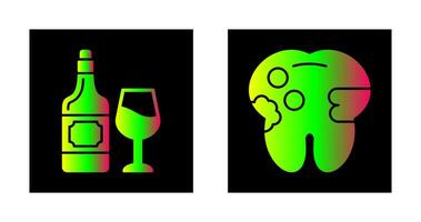 vino y caries icono vector