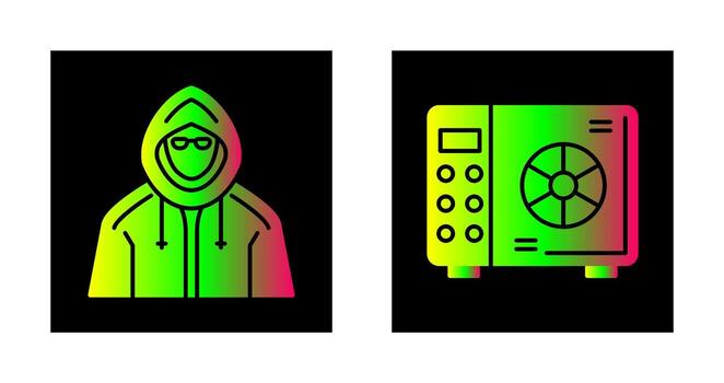 Safe Box and  Hacker Icon vector