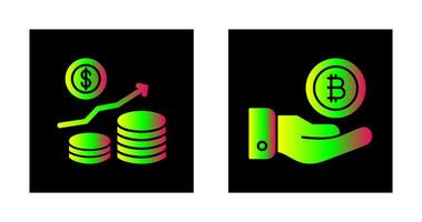 Money Growth and Bitcoin Icon vector