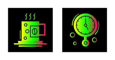 café taza y pared reloj icono vector