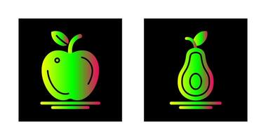 manzana y aguacate icono vector