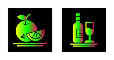 naranja y blanco vino icono vector