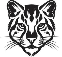 Stealthy Pounce Ocelot Logo in Ebony Vector Whiskers Black Ocelot Design