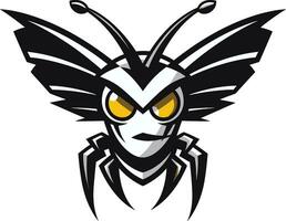 Sleek and Stinging Defender Emblem Nocturnal Guardian in Monochrome vector