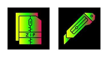 Cutter and Zip File Icon vector