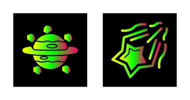 saturn and shooting star Icon vector