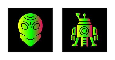 alien and lander Icon vector