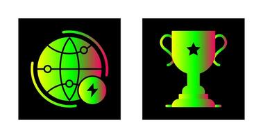 Globe Earth and Trophy Icon vector