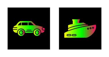 Car and Ship Icon vector