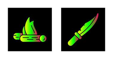 Bon Fire and Knife Icon vector