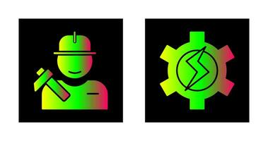 Worker and Setting Icon vector