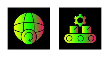 Earth and Conveyor Belt Icon vector