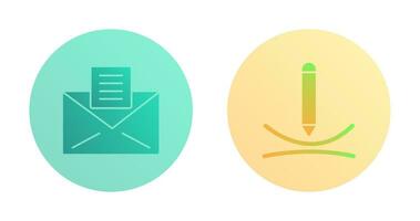 email documents and draw curve Icon vector