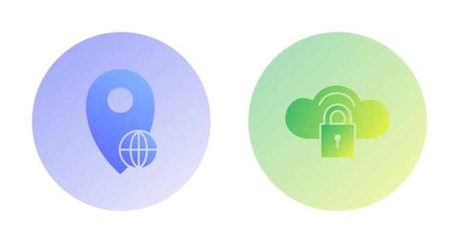 global ubicación y seguro nube icono vector