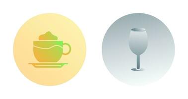 latté y vino vaso icono vector