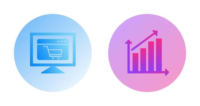 ecommerce website and rising statistics Icon vector