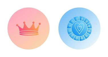 king crown and heart chip Icon vector