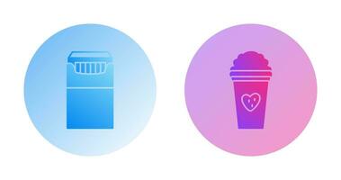 packet of cigarettes and stawberry milkshake Icon vector