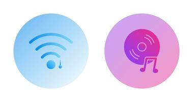 wifi sign and music cd  Icon vector