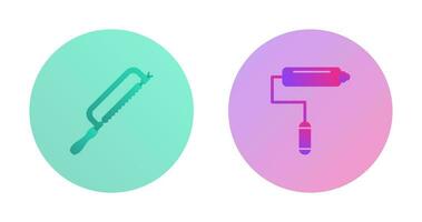 Hacksaw and Paint Roller Icon vector