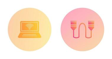 Connected Laptop and Internet Cable Icon vector