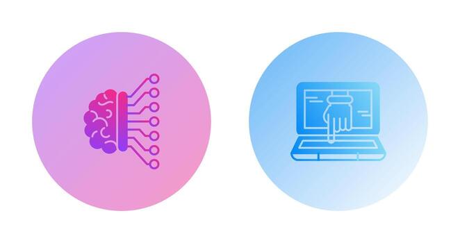 máquina aprendizaje y hackear icono vector