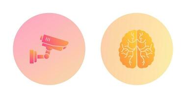 Security Camera and Brain Icon vector