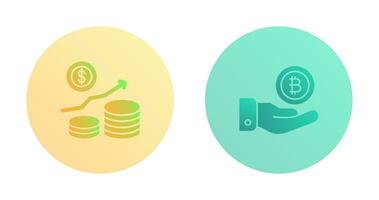 Money Growth and Bitcoin Icon vector