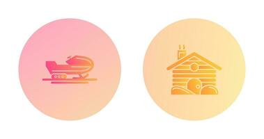 Snowmobile and Cabin Icon vector