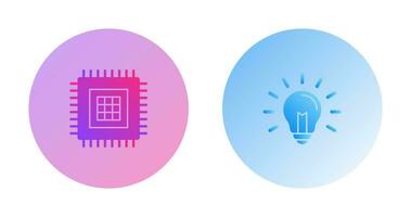 Processor and Light Bulb Icon vector