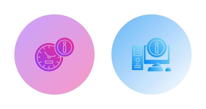 clock and computer Icon vector