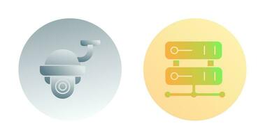 Security Camera and Server Icon vector