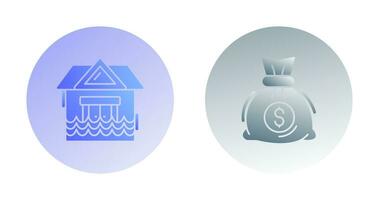 Natural Disaster and Money Bag Icon vector