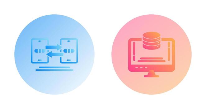 datos sincronización y datos almacenamiento icono vector