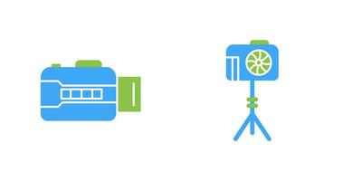 open camera and camera stand  Icon vector